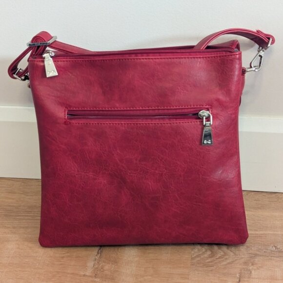 SQ Vegan Leather Luna Crossbody In Cherry Red - Picture 2 of 6